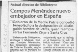 Campos Menéndez nuevo embajador en España  [artículo].