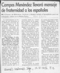 Campos Menéndez llevará mensaje de fraternidad a los españoles  [artículo].