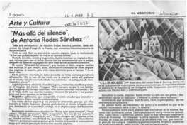 "Más allá del silencio", de Antonio Rodas Sánchez  [artículo] Ruth Eliana Merino.