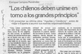 "Los chilenos deben unirse en torno a grandes principios"  [artículo].