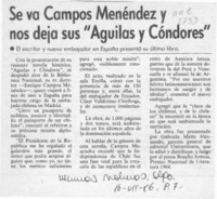 Se va Campos Menéndez y nos deja sus "Aguilas y cóndores"  [artículo].