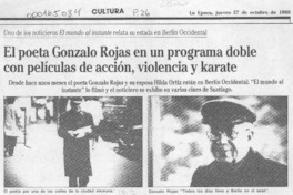 El Poeta Gonzalo Rojas en un programa doble con películas de acción, violencia y karate  [artículo].