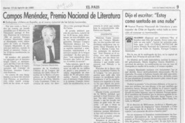 Campos Menéndez, Premio Nacional de Literatura  [artículo].