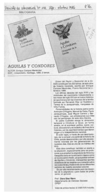 Aguilas y cóndores  [artículo] Clara Díaz Riera.