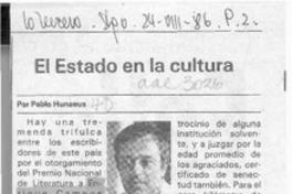 El Estado en la cultura  [artículo] Pablo Huneeus.