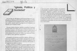 "Iglesia, Política y Sociedad"  [artículo].