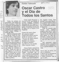 Oscar Castro y el Día de Todos los Santos  [artículo] Esteban Valenzuela.