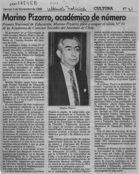 Marino Pizarro, académico de número  [artículo].