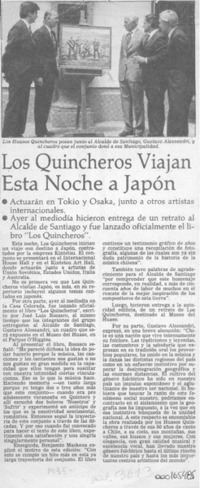 Los Quincheros viajan esta noche a Japón  [artículo].