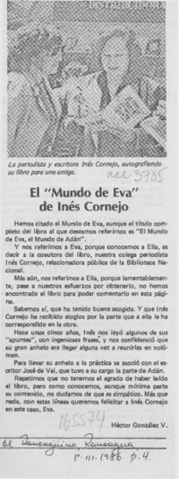 "El mundo de Eva" de Inés Cornejo