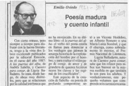 Poesía madura y cuento infantil  [artículo] Emilio Oviedo.