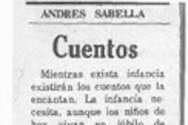Cuentos  [artículo] Andrés Sabella.