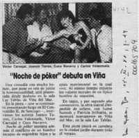 "Noche de póker" debuta en Viña  [artículo].