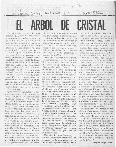 El árbol de cristal  [artículo] Miguel Angel Díaz.