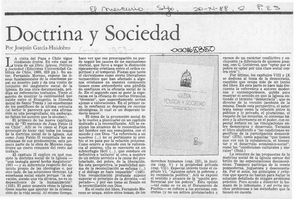 Doctrina y sociedad  [artículo] Joaquín García-Huidobro.