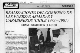 Realizaciones del gobierno de las Fuerzas Armadas y Carabineros  [artículo] Patricio López.