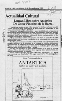 Lanzan libro sobre Antártica de Oscar Pinochet de la Barra  [artículo].