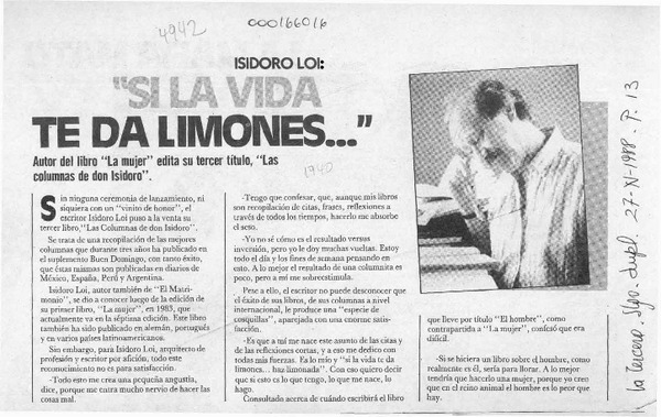 Isidoro Loi, "Si la vida te da limones --"  [artículo].