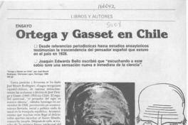 Ortega y Gasset en Chile  [artículo] Jaime Quezada.