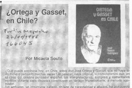 Ortega y Gasset, en Chile?  [artículo] Micaela Souto.