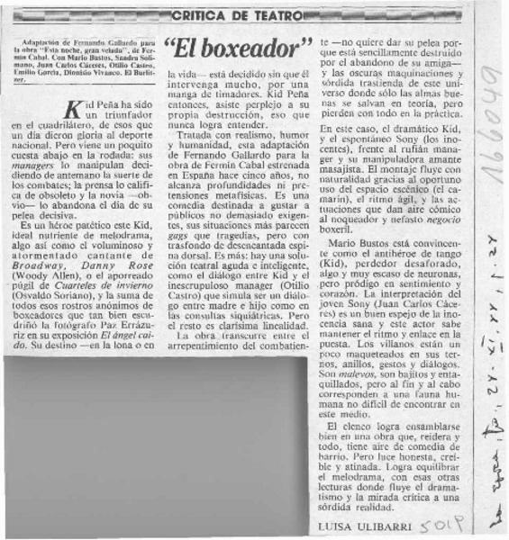 "El boxeador"  [artículo] Luisa Ulibarri.