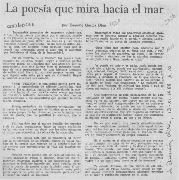 La poesía que mira hacia el mar  [artículo] Eugenio García-Díaz.