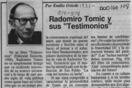 Radomiro Tomic y sus "Testimonios"  [artículo] Emilio Oviedo.