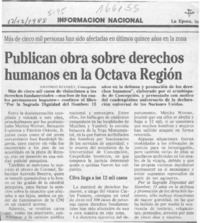 Publican obra sobre derechos humanos en la octava región  [artículo] Antonio Alvarez.