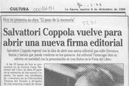 Salvattori Coppola vuelve para abrir una nueva firma editorial  [artículo].