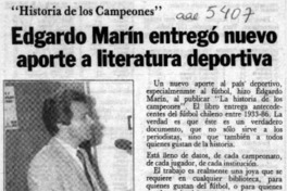 Edgardo Marín entregó nuevo aporte a literatura deportiva  [artículo].