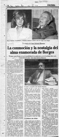 La conmoción y la nostalgia del alma enamorada de Borges  [artículo] Maura Brescia.