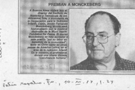 Premian a Monckeberg  [artículo].