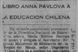 Libro Anna Pavlova a la educación chilena  [artículo].