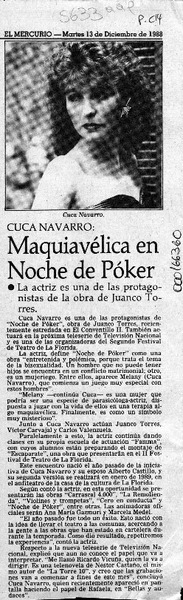 Maquiavélica en "Noche de póker"  [artículo].