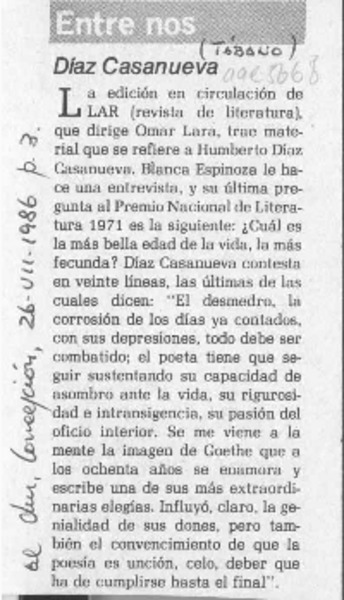 Díaz Casanueva  [artículo] Tábano.