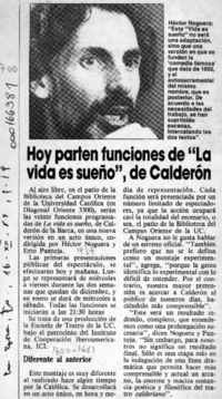 Hoy parten funciones de "La vida es sueño", de Calderón