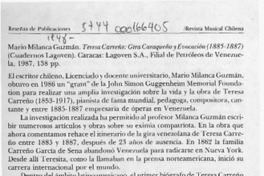 Teresa Carreño, gira caraqueña y evocación (1885-1887)  [artículo] Magdalena Vicuña.