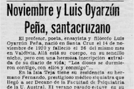 Noviembre y Luis Oyarzún Peña, santacruzano  [artículo] Jaime Vásquez A.
