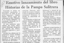 Emotivo lanzamiento del libro Historias de la Pampa Salitrera  [artículo].