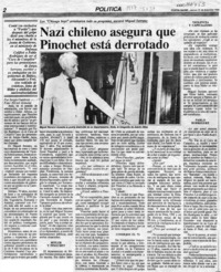 Nazi chileno asegura que Pinochet está derrotado  [artículo] Sergio Gutiérrez.