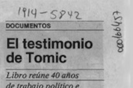 El Testimonio de Tomic  [artículo].