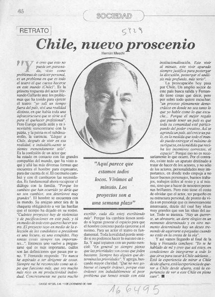 Chile, nuevo proscenio  [artículo] Hernán Meschi.