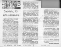 Gabriela, 43 años después  [artículo] José Antonio Crespo Ganuza.