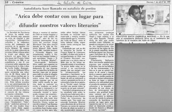 "Arica debe contar con un lugar para difundir nuestros valores literarios"  [artículo].