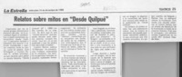 Relatos sobre mitos en "Desde Quilpué"  [artículo] Claudio Solar.