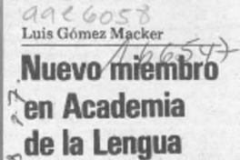 Nuevo miembro en Academia de la Lengua  [artículo].