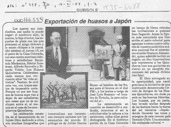 Exportación de huasos a Japón  [artículo].