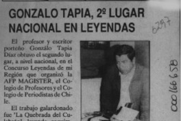 Gonzalo Tapia, 2o. lugar nacional en leyendas  [artículo].