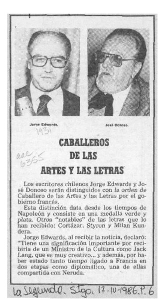 Caballeros de las Artes y las Letras  [artículo].