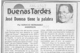 José Donoso tiene la palabra  [artículo] Horacio Hernández Anderson.